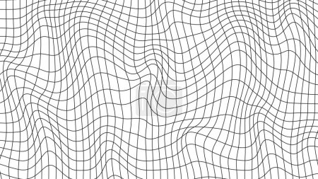 Illustration pour Maille 3D ondulée abstraite sur fond blanc. Onde dynamique géométrique. Technologie 3D wireframe. Illustration vectorielle. - image libre de droit