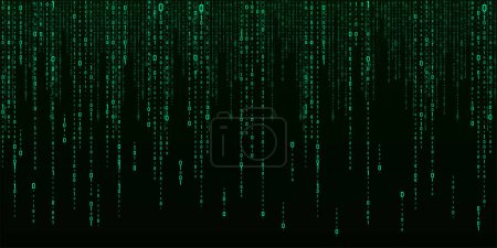 Illustration for Vector digital green background of streaming binary code. Matrix background with numbers 1.0. Coding or hacking concept. Vector illustration. - Royalty Free Image