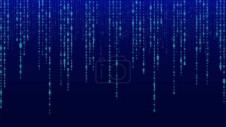 Illustration for Vector digital blue background of streaming binary code. Matrix background with numbers 1.0. Coding or hacking concept. Vector illustration. - Royalty Free Image