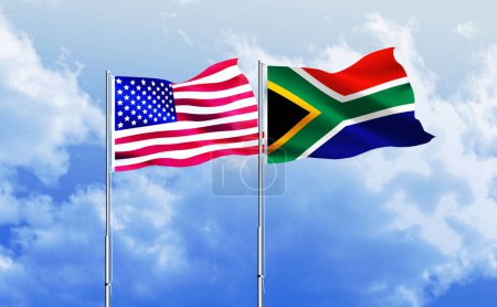Photo for American flag together with South Africa flag - Royalty Free Image