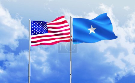 Foto de Bandera americana junto con la bandera de Somalia - Imagen libre de derechos