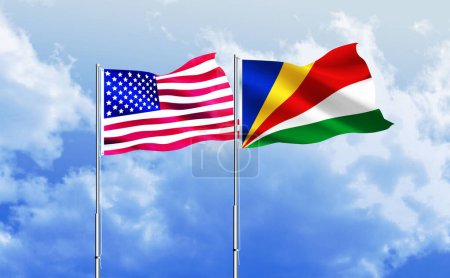 Photo for American flag together with Seychelles flag - Royalty Free Image