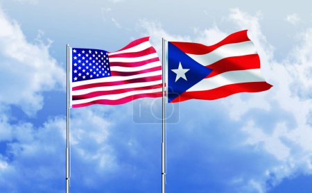 Photo for American flag together with Puerto Rico flag - Royalty Free Image