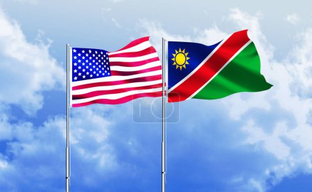 Photo for American flag together with Namibia flag - Royalty Free Image