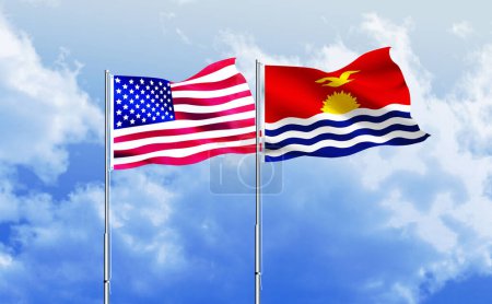 Photo for American flag together with Kiribati flag - Royalty Free Image