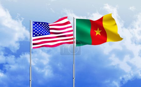 Photo for American flag together with Cameroon flag - Royalty Free Image