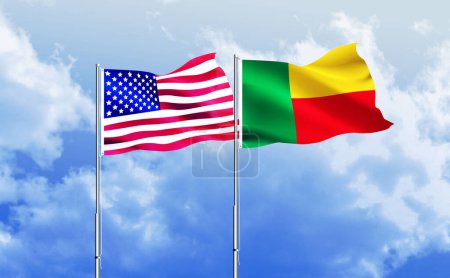 Photo for American flag together with Benin flag - Royalty Free Image