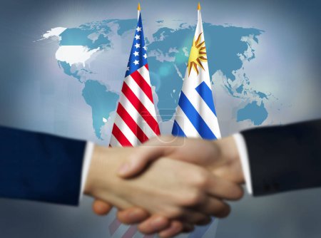 Photo for America,Uruguay bilateral relation concept background - Royalty Free Image