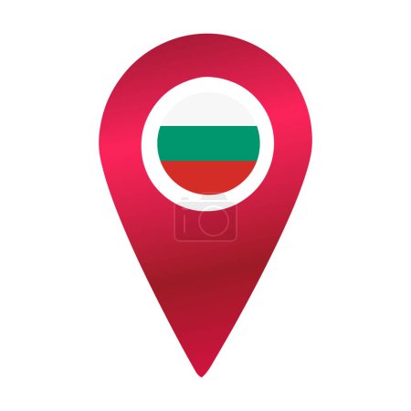 Illustration for Bulgaria red destination flag pin - Royalty Free Image