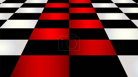 Illustration for Black and white checkerboard pattern with red lines vector - Royalty Free Image