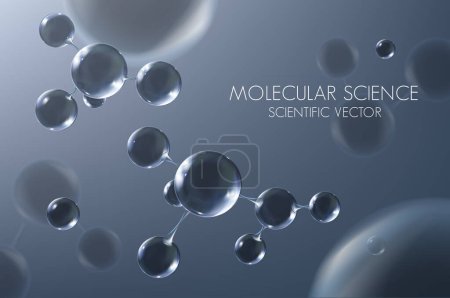 Illustration for 3d molecules. Abstract scientific background with molecular structure. Atoms model illustration, science banner for medicine, biology, chemistry or physics template. - Royalty Free Image