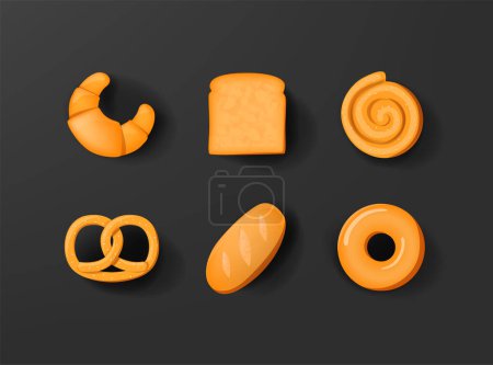 Ilustración de Icono de panadería en diseño 3D realista. pan, donut o galleta. - Imagen libre de derechos
