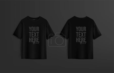 Illustration for Black t-shirts with copy for brand and marketing. - Royalty Free Image