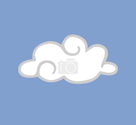 Ilustración de Nubes blancas aisladas sobre un fondo azul. Icono de nubes onduladas infantiles en el cielo azul. Ilustración vectorial de formas. - Imagen libre de derechos