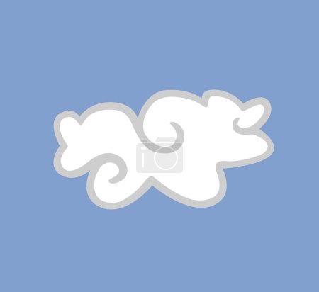 Illustration for White clouds isolated on a blue background. Icon of wavy childish clouds in blue sky. Vector illustration of shapes. - Royalty Free Image