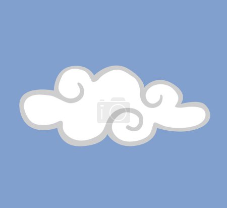 Téléchargez les illustrations : Nuages blancs isolés sur fond bleu. Icône de nuages puériles ondulés dans le ciel bleu. Illustration vectorielle des formes. - en licence libre de droit