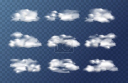 Illustration for Realistic transparent sky clouds set. - Royalty Free Image