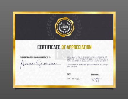 Professional certificate. Template diploma with luxury and modern pattern background. Achievement certificate. 