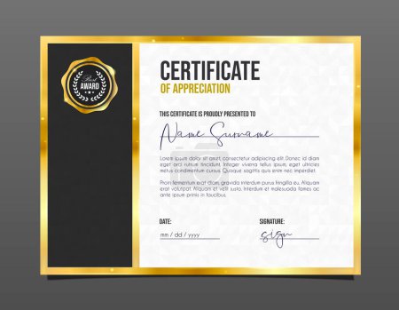 Professional certificate. Template diploma with luxury and modern pattern background. Achievement certificate. 