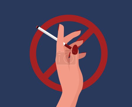 Illustration for Stop smoking concept, woman hand is refusing to smoke of cigarette, world no tobacco day in May, no smoking or quit smoking concept, health concept. - Royalty Free Image