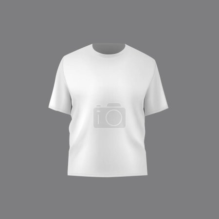 Illustration for Basic white male t-shirt realistic mockup. Front and back view. Blank textile print template for fashion clothing. - Royalty Free Image