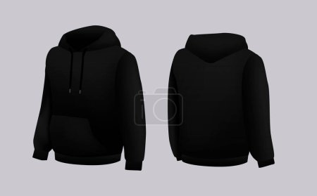 Illustration for Blank black hoodie template. Long sleeve sweatshirts template with clipping path, gosh for printing. - Royalty Free Image