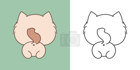 Illustration for Cute Isolated Rabbit Clipart Illustration and Black and White. Funny Isolated Baby Cat. Isolated Vector Illustration of a Kawaii Animal for Prints for Clothes, Stickers, Baby Shower. - Royalty Free Image
