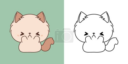 Illustration for Cute IsolatedRabbit Illustration and For Coloring Page. Cartoon Clip Art Kitten. Cartoon Vector Illustration of Kawaii Baby Pet for Stickers, Prints for Clothes, Baby Shower. - Royalty Free Image