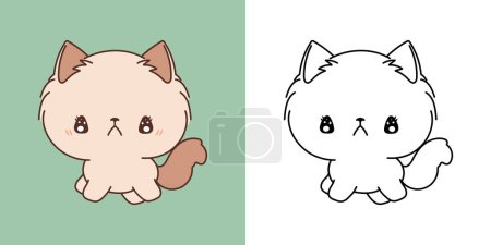 Illustration for Cute Rabbit Clipart for Coloring Page and Illustration. Happy Clip Art Kitty. Happy Vector Illustration of a Kawaii Baby Animal for Stickers, Baby Shower, Coloring Pages. - Royalty Free Image
