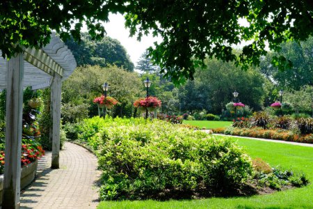Foto de Parque de verano bien cuidado con un jardín con flores para caminar - Imagen libre de derechos