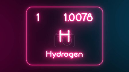 Foto de Modern periodic table Hydrogen element neon text Illustration - Imagen libre de derechos