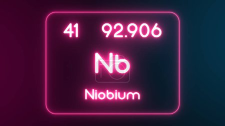 Foto de Tabla periódica moderna Elemento niobio texto neón Ilustración - Imagen libre de derechos