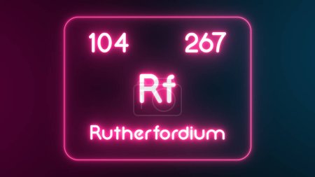 Foto de Tabla periódica moderna Elemento Rutherfordium texto neón Ilustración - Imagen libre de derechos