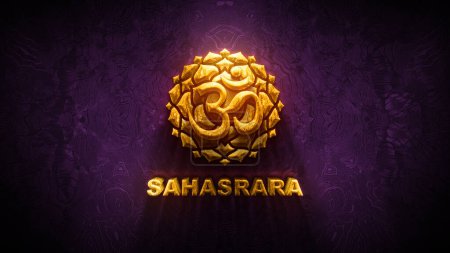 Photo for Sahasrara chakra Illustration, Les Sept Chakras, spiritual practices and meditation - Royalty Free Image