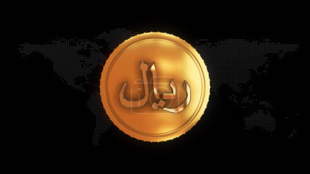 Rial iraní dorado Signo de moneda rial iraní dorado