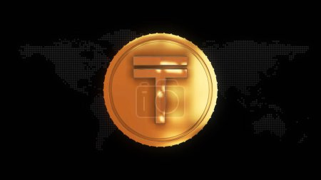 Goldene kasachische Tenge Währungssymbol goldene kasachische Tenge Währungszeichen