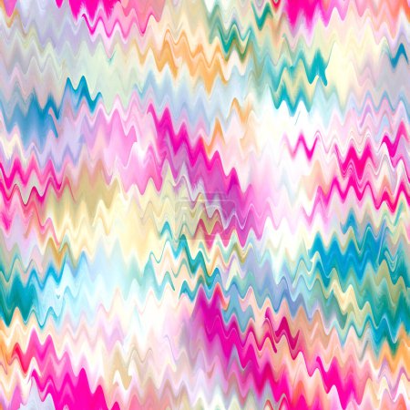 Photo for Wet ombre color blend for beach swimwear, trendy fashion print. Dripping paint digital fluid watercolor melt effect. High resolution seamless pattern material.Wavy summer dip dye boho background. - Royalty Free Image