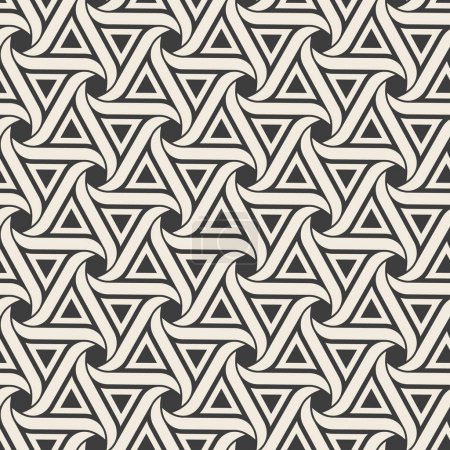 Photo for Seamless ornamental geometric pattern tile in Arabic Islamic style. White triangles on a black background. Vector illustration to be used as a texture for decorative, textile, and wrapping projects. - Royalty Free Image