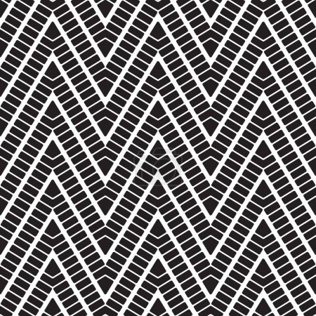 Photo for Seamless abstract geometric pattern with black zig-zag lines made of small rectangle tiles in mosaic style. Vector illustration for textile, wrapping, and decorative design projects. - Royalty Free Image