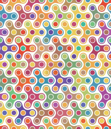 Photo for Seamless repeating pattern with geometric rounded elements and circles. Graphic composition of multicolored metaballs on a white background. Colorful retro-style textile texture. Vector illustration. - Royalty Free Image