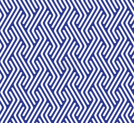 Photo for Abstract geometric seamless pattern with blue zig zag lines on white background. Interlocking striped elements. Ethnic traditional style. Decorative graphic texture. Vector illustration. - Royalty Free Image