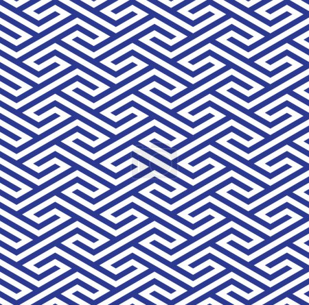 Photo for Abstract geometric seamless pattern with blue diagonal stripes on a white background. Labyrinth with interlocking lines. Traditional ethnic style. Decorative graphic texture. Vector illustration. - Royalty Free Image
