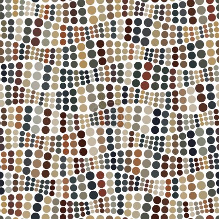 Photo for Composition of horizontal wavy dotted lines. Small multicolor circles in green, brown, and gray on a white background. Retro style geometric texture. Dots art. Seamless repeating pattern. Vector image. - Royalty Free Image