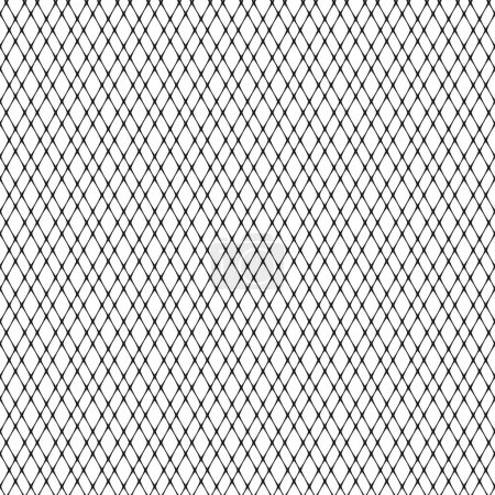 Photo for Metallic black mesh on a white background with diamond rhombus shapes holes. Diagonal crossed lines. Geometric texture. Seamless repeating pattern. Vector illustration. - Royalty Free Image