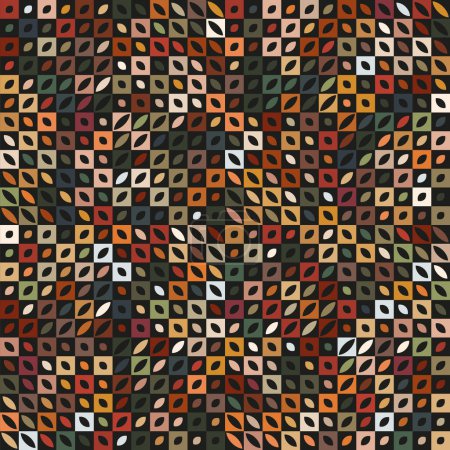 Photo for Seamless repeating pattern. Checkered surface with small multicolored squares on a black background. Modern design patchwork. Vector illustration for fabric, fabric, wallpaper, wrapping, and print. - Royalty Free Image