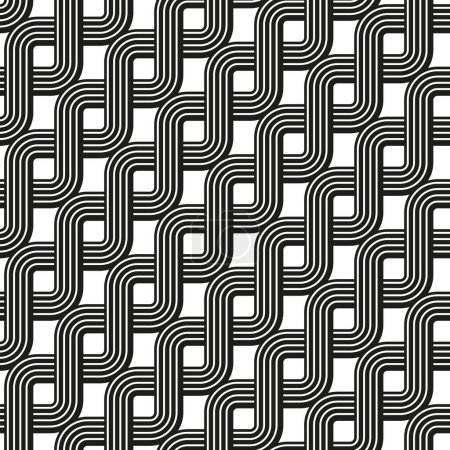 Photo for Seamless geometric pattern. Repeating rounded wavy  black lines on a white background. Modern stylish striped texture. Vector illustration for fabric, textile, and print. - Royalty Free Image