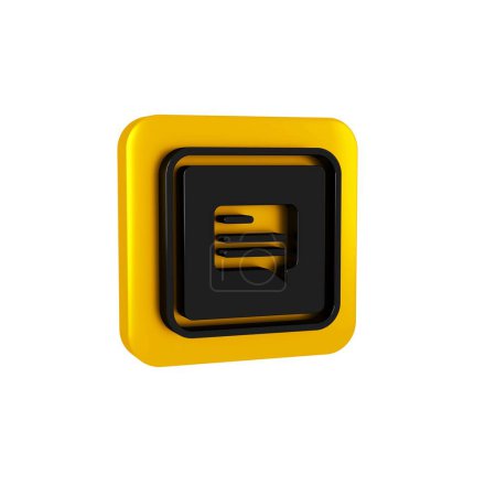 Photo for Black Video with subtitles icon isolated on transparent background. Yellow square button.. - Royalty Free Image