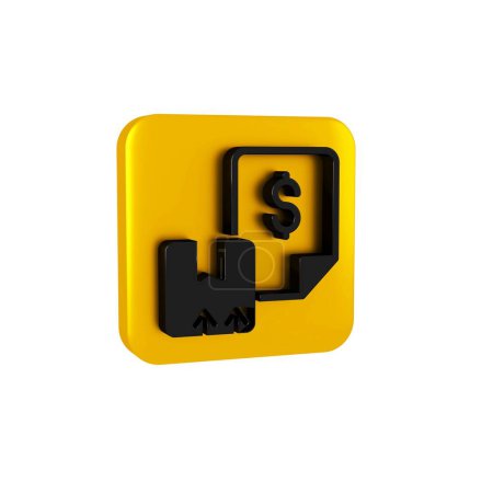 Photo for Black Waybill icon isolated on transparent background. Yellow square button.. - Royalty Free Image