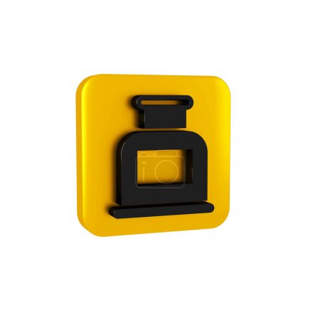 Photo for Black Inkwell icon isolated on transparent background. Yellow square button.. - Royalty Free Image