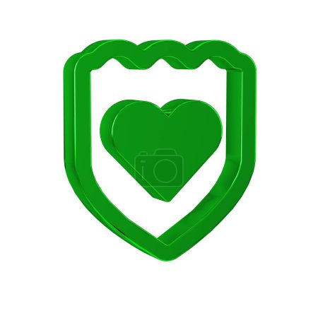 Photo for Green Immune system icon isolated on transparent background. Medical shield. . - Royalty Free Image